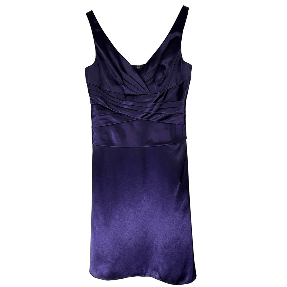 Davids‎ Bridal Purple Silky Satin Sleeveless Ruching A-line Event Dress Size 8